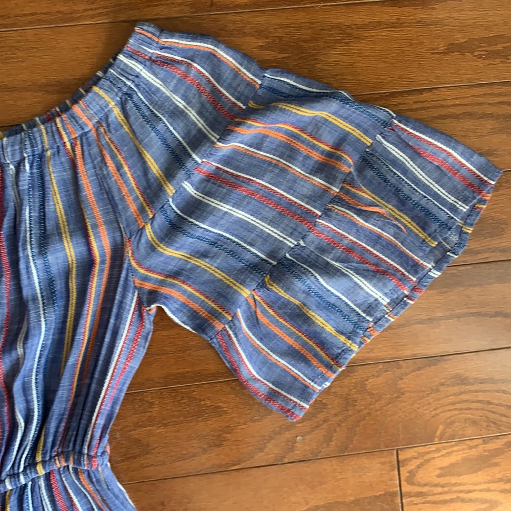 Spiaggia Dolce NWOT Striped Boho Off the Shoulder Dress High Low Hem Size Large - Picture 9 of 16
